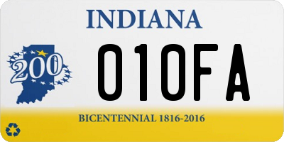 IN license plate 010FA