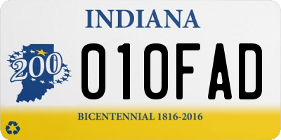 IN license plate 010FAD