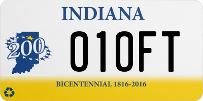 IN license plate 010FT