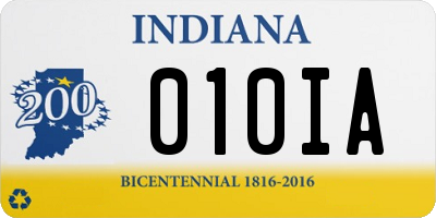 IN license plate 010IA