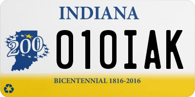 IN license plate 010IAK
