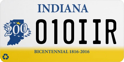 IN license plate 010IIR
