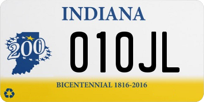 IN license plate 010JL