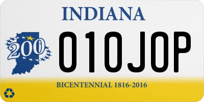 IN license plate 010JOP
