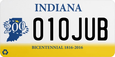 IN license plate 010JUB