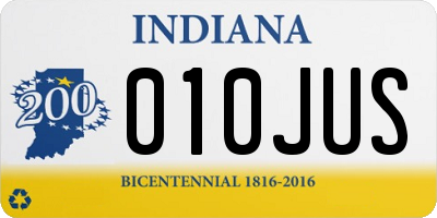 IN license plate 010JUS