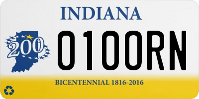 IN license plate 010ORN