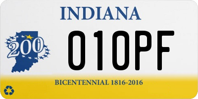 IN license plate 010PF