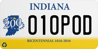 IN license plate 010POD
