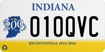 IN license plate 010QVC