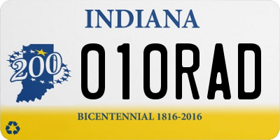 IN license plate 010RAD