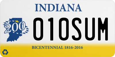 IN license plate 010SUM