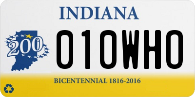 IN license plate 010WHO