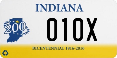 IN license plate 010X