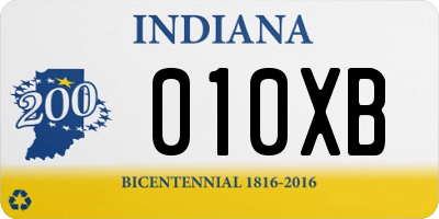 IN license plate 010XB