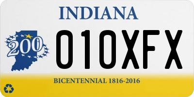 IN license plate 010XFX