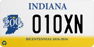 IN license plate 010XN