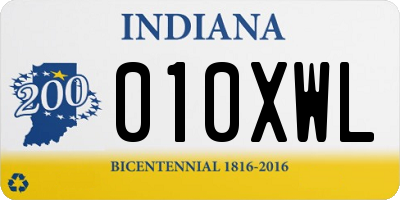 IN license plate 010XWL