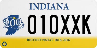 IN license plate 010XXK