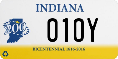 IN license plate 010Y