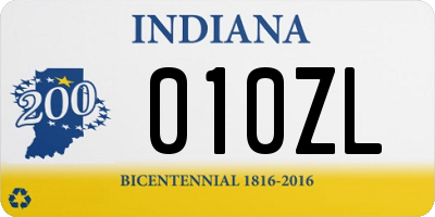 IN license plate 010ZL