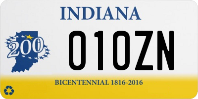 IN license plate 010ZN