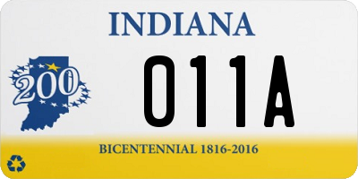 IN license plate 011A