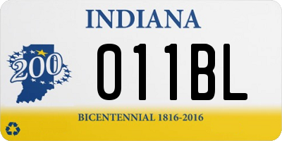 IN license plate 011BL