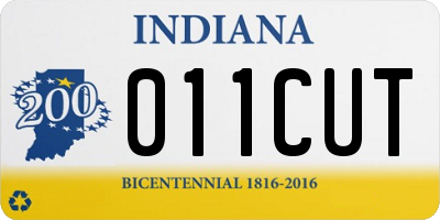 IN license plate 011CUT