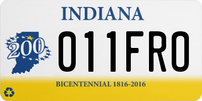 IN license plate 011FRO