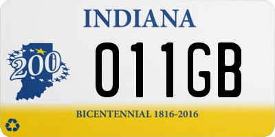 IN license plate 011GB