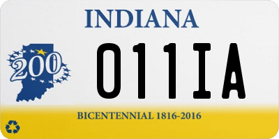 IN license plate 011IA