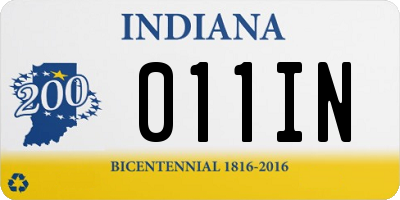 IN license plate 011IN