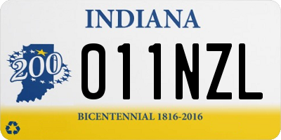 IN license plate 011NZL