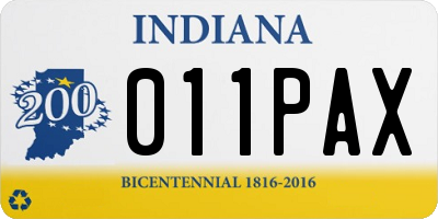 IN license plate 011PAX