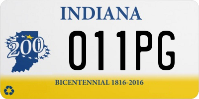 IN license plate 011PG