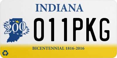 IN license plate 011PKG