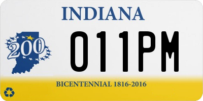 IN license plate 011PM