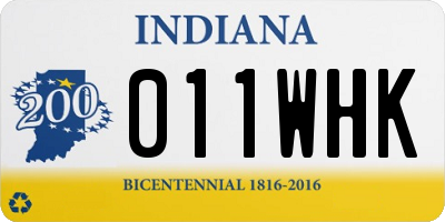IN license plate 011WHK