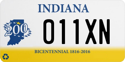 IN license plate 011XN