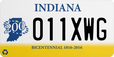 IN license plate 011XWG