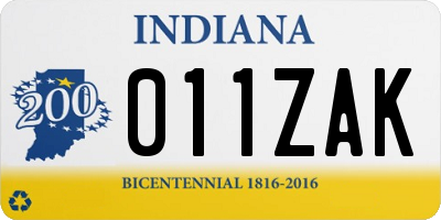 IN license plate 011ZAK