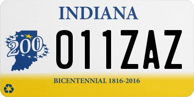 IN license plate 011ZAZ