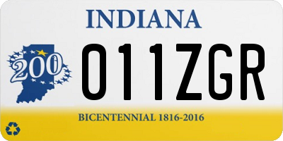 IN license plate 011ZGR
