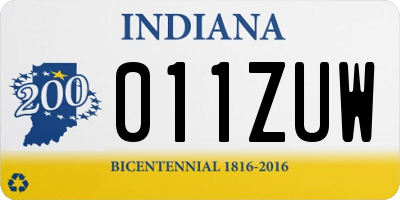IN license plate 011ZUW