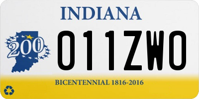 IN license plate 011ZWO