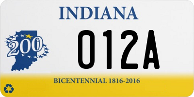 IN license plate 012A