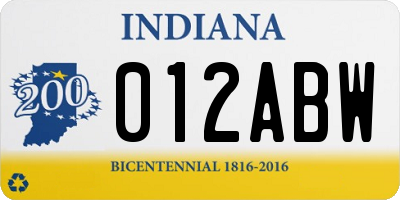 IN license plate 012ABW