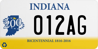 IN license plate 012AG