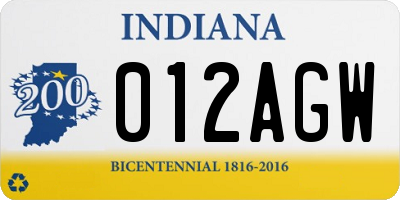 IN license plate 012AGW